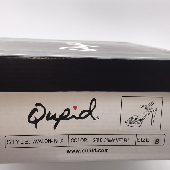 Qupid Ladies Platform Heels Pumps 5” Gold Shiny Metallic Open Toe Size 8 - Picture 12 of 14